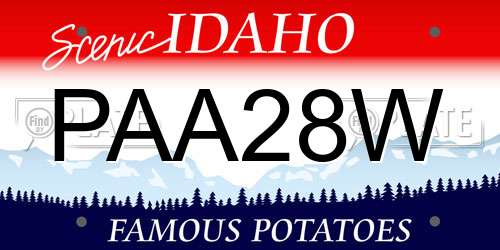 PAA28W Idaho License Plate