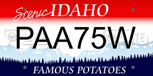 PAA75W Idaho License Plate