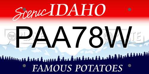 PAA78W Idaho License Plate