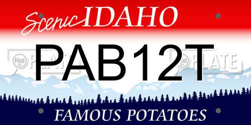 PAB12T Idaho License Plate