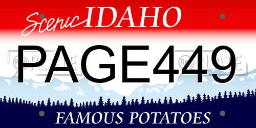 PAGE449 Idaho License Plate