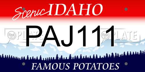 PAJ111 Idaho License Plate