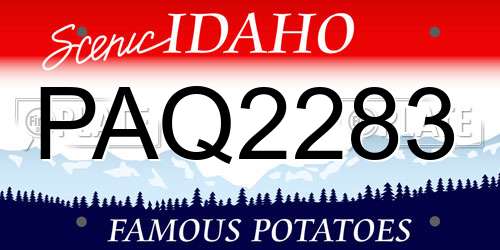 PAQ2283 Idaho License Plate