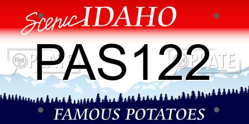 PAS122 Idaho License Plate