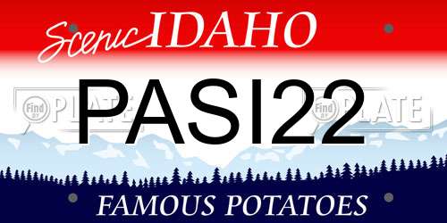 PASI22 Idaho License Plate