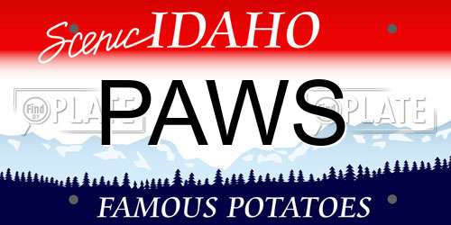 PAWS Idaho License Plate