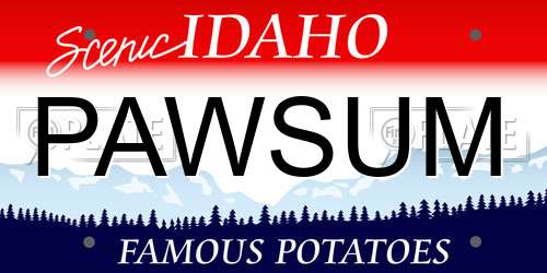 PAWSUM Idaho License Plate
