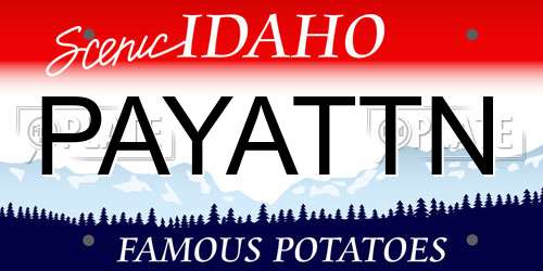 PAYATTN Idaho License Plate