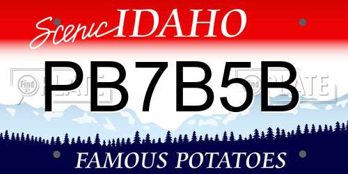 PB7B5B Idaho License Plate