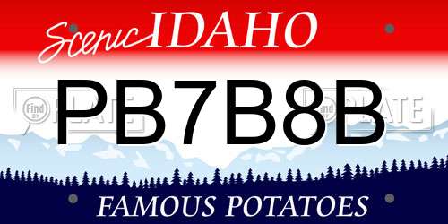 PB7B8B Idaho License Plate