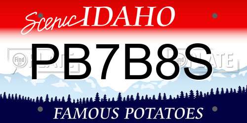PB7B8S Idaho License Plate