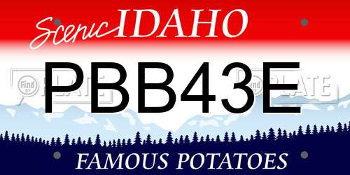 PBB43E Idaho License Plate