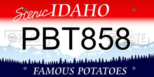 PBT858 Idaho License Plate
