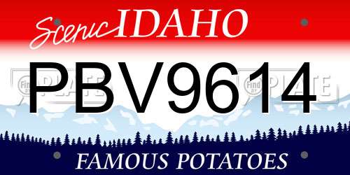 PBV9614 Idaho License Plate