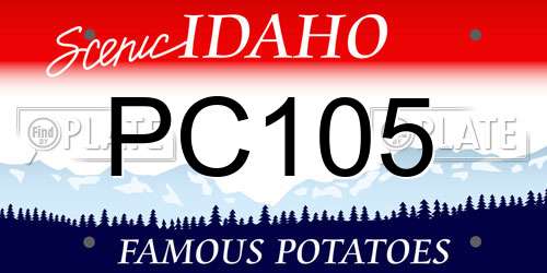 PC105 Idaho License Plate