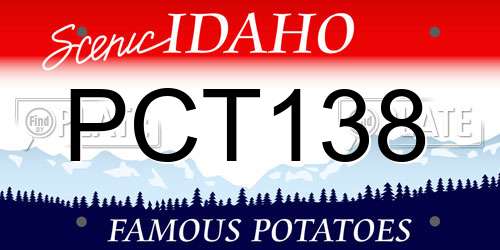PCT138 Idaho License Plate