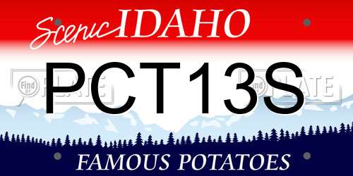 PCT13S Idaho License Plate