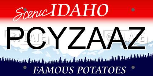 PCYZAAZ Idaho License Plate