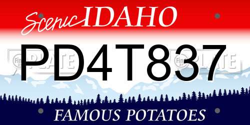 PD4T837 Idaho License Plate