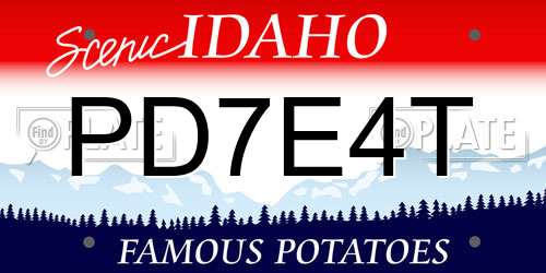 PD7E4T Idaho License Plate
