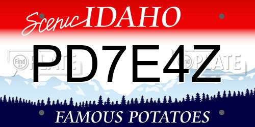PD7E4Z Idaho License Plate