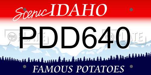 PDD640 Idaho License Plate