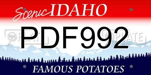 PDF992 Idaho License Plate