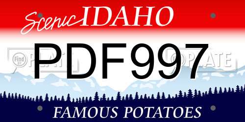 PDF997 Idaho License Plate