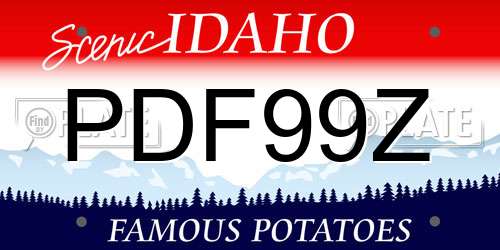 PDF99Z Idaho License Plate