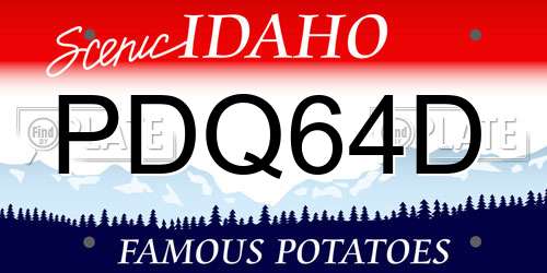 PDQ64D Idaho License Plate