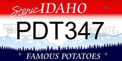PDT347 Idaho License Plate