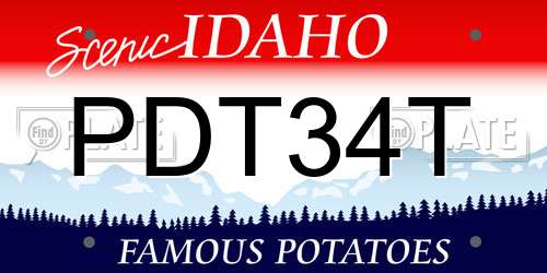 PDT34T Idaho License Plate