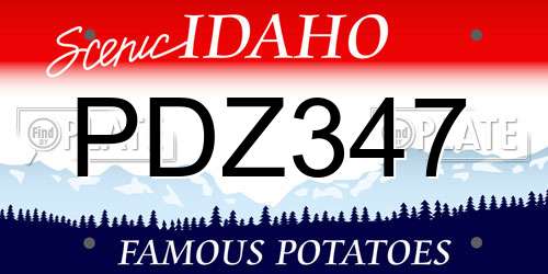 PDZ347 Idaho License Plate