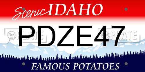 PDZE47 Idaho License Plate
