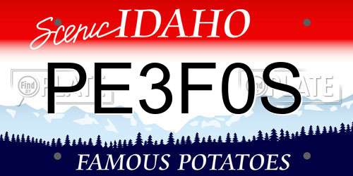 PE3F0S Idaho License Plate