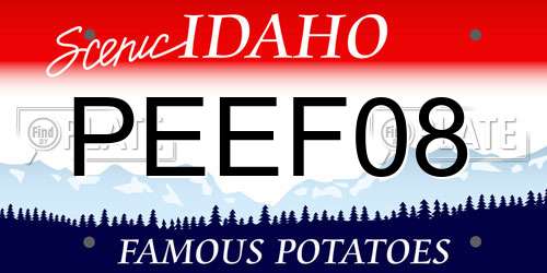 PEEF08 Idaho License Plate