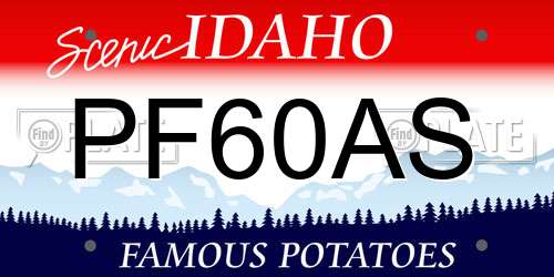 PF60AS Idaho License Plate