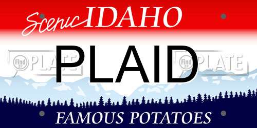 PLAID Idaho License Plate