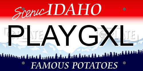 PLAYGXL Idaho License Plate