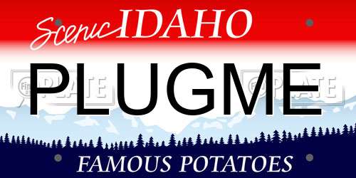 PLUGME Idaho License Plate