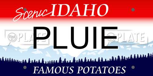 PLUIE Idaho License Plate