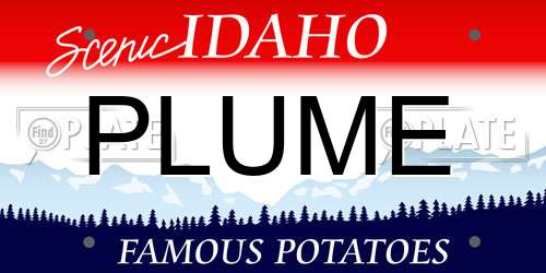 PLUME Idaho License Plate