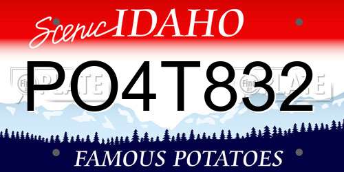 PO4T832 Idaho License Plate