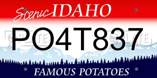 PO4T837 Idaho License Plate