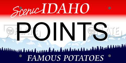 POINTS Idaho License Plate