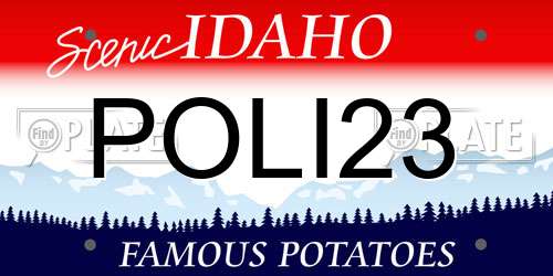 POLI23 Idaho License Plate