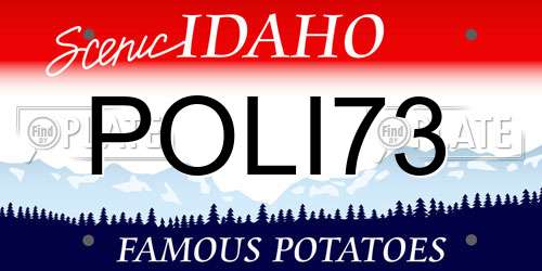 POLI73 Idaho License Plate