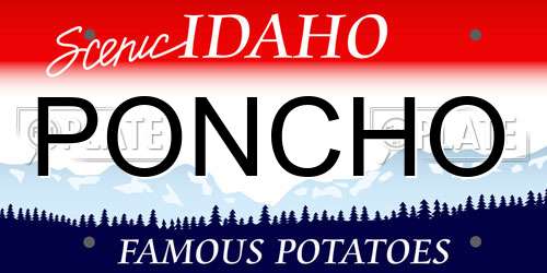 PONCHO Idaho License Plate
