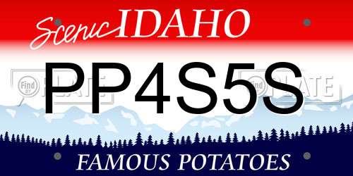 PP4S5S Idaho License Plate