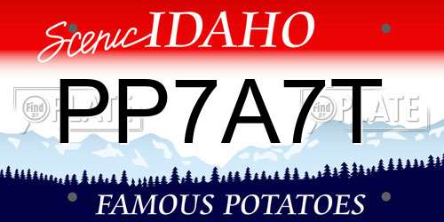 PP7A7T Idaho License Plate